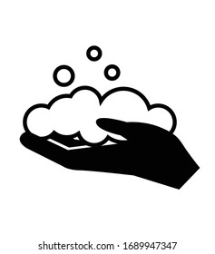 Hand washing with soap icon vector hygiene symbol on white isolated background eps 10