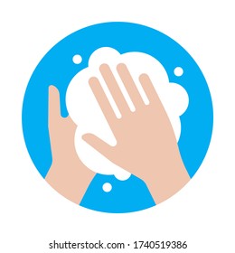 Hand washing with soap virus protection icon. Vector illustration.