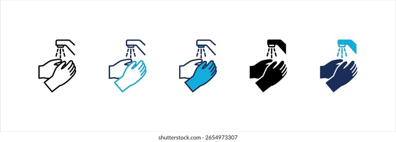 Hand Washing Station Multi Style Icon Set