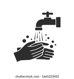 Hand washing with tap water vector icon