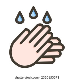 Hand Washing Thick Line Filled Colors For Personal And Commercial Use.
