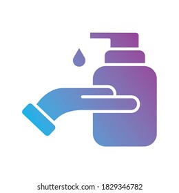hand washing using soap bottle gradient silhouette vector illustration design