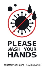 Vector de lavado de manos. Coronavirus tope con banner A4.
