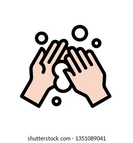 Hand washing vector, Hygiene filled style icon editable stroke