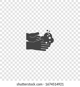 Hand washing vector icon. Hygiene symbol on transparent background.