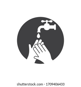 Hand washing vector icon. Hygiene symbol, to clean germs, bacteria and viruses, isolated on white isolated background.