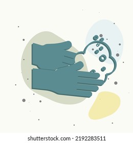 Hand washing vector icon. Hygiene symbol on multicolored background. Layers grouped for easy editing illustration. For your design.