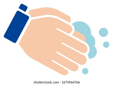 Hand washing vector icon illustration (Corona virus, flu , influenza prevetion )