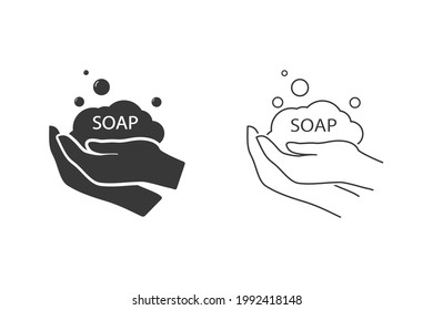 Hand waschen, Vektorsymbol auf weißem Hintergrund. Flaches Symbol für das Händewaschen des Vektors, Symbol