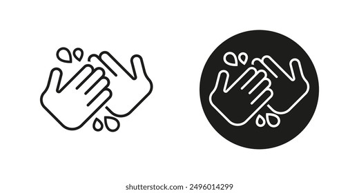 Hand washing vector icon set. Wash hands sanitary icons.