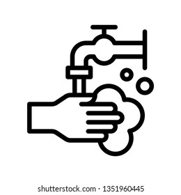 Hand washing vector illustration, Hygiene line design icon 