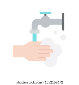 Hand washing vector illustration, Hygiene flat design icon