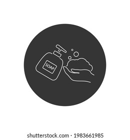 Hand washing vector line icon on white background. Flat vector hand washing icon symbol sign