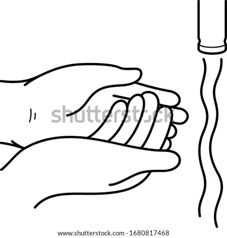 Hand washing. Vector outline icon.