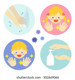 Hand washing with water and alcohol for kids