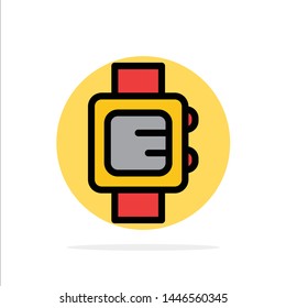 Hand Watch, Clock, School Abstract Circle Background Flat color Icon