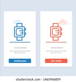 Hand Watch, Clock, School  Blue and Red Download and Buy Now web Widget Card Template. Vector Icon Template background