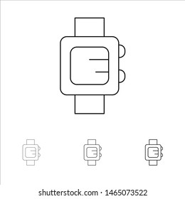 Hand Watch, Clock, School Bold and thin black line icon set. Vector Icon Template background