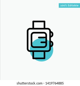 Hand Watch, Clock, School turquoise highlight circle point Vector icon