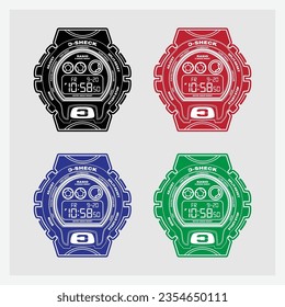 Hand Watch four color vector