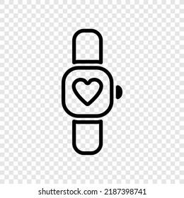 Hand watch, heart simple icon vector. Flat design. Transparent grid.ai