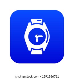 Hand watch icon blue vector isolated on white background