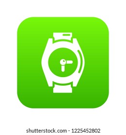 Hand watch icon green vector isolated on white background