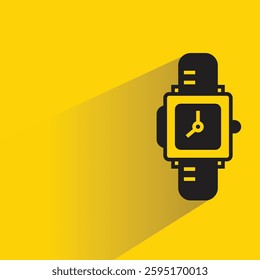 hand watch icon with shadow on yellow background