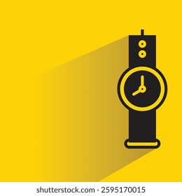 hand watch icon with shadow on yellow background