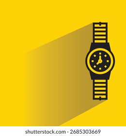 hand watch icon with shadow on yellow background