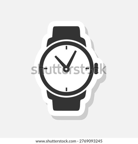 Hand watch icon sticker isolated on gray background