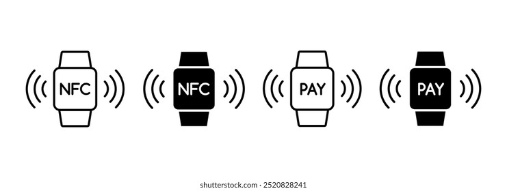 Hand watch icon vector set. Wireless payment symbol