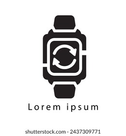 Icono de reloj de mano. Reloj de pulsera simple Icono de línea negra en blanco - Ilustración, Icono de reloj inteligente aislado sobre fondo blanco. Símbolo del reloj moderno, simple, vector, icono, reloj inteligente portátil.