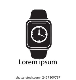Hand Watch Icon. Wrist Watch Simple Black Line Icon on White Stock Vector - Illustration, Smartwatch icon isolated on white background. Watch symbol modern, simple, vector, icon, Wearable Smart Watch.