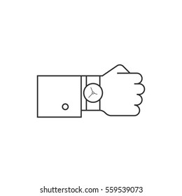 Hand with watch line icon