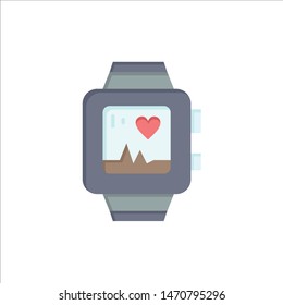 Hand watch, Watch, Love, Heart  Flat Color Icon. Vector icon banner Template. Vector Icon Template background