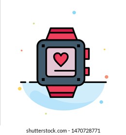 Hand watch, Love, Heart, Wedding Abstract Flat Color Icon Template. Vector Icon Template background