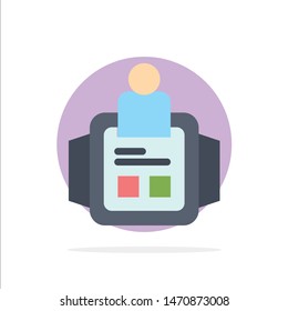 Hand Watch, Man, Time, Technology Abstract Circle Background Flat color Icon. Vector Icon Template background