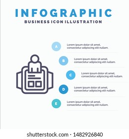 Hand Watch, Man, Time, Technology Line icon with 5 steps presentation infographics Background