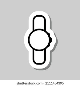 Hand watch simple icon. Flat desing. Sticker with shadow on gray background.ai