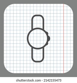 Hand watch simple icon. Flat desing. On graph paper. Grey background.ai