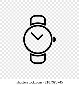Hand watch simple icon vector. Flat design. Transparent grid.ai