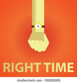 Hand with watch vector illustration for background