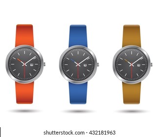 Hand watches, Modern watches design isolated on white background.