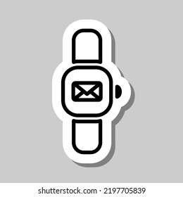 Reloj de mano, correo, mensaje simple vector de icono. Diseño plano. Pegar con sombra sobre fondo gris.ai
