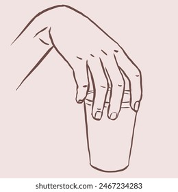 Hand with water cup vector for card, decoration, illustration