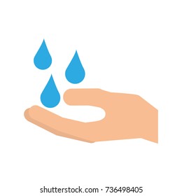 hand with water drop clean hygiene symbol