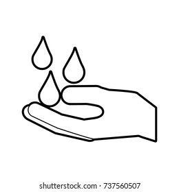 hand with water drop clean hygiene symbol