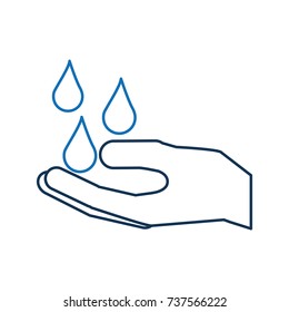 hand with water drop clean hygiene symbol