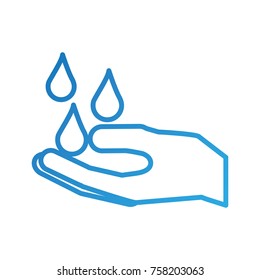 hand with water drop clean hygiene symbol